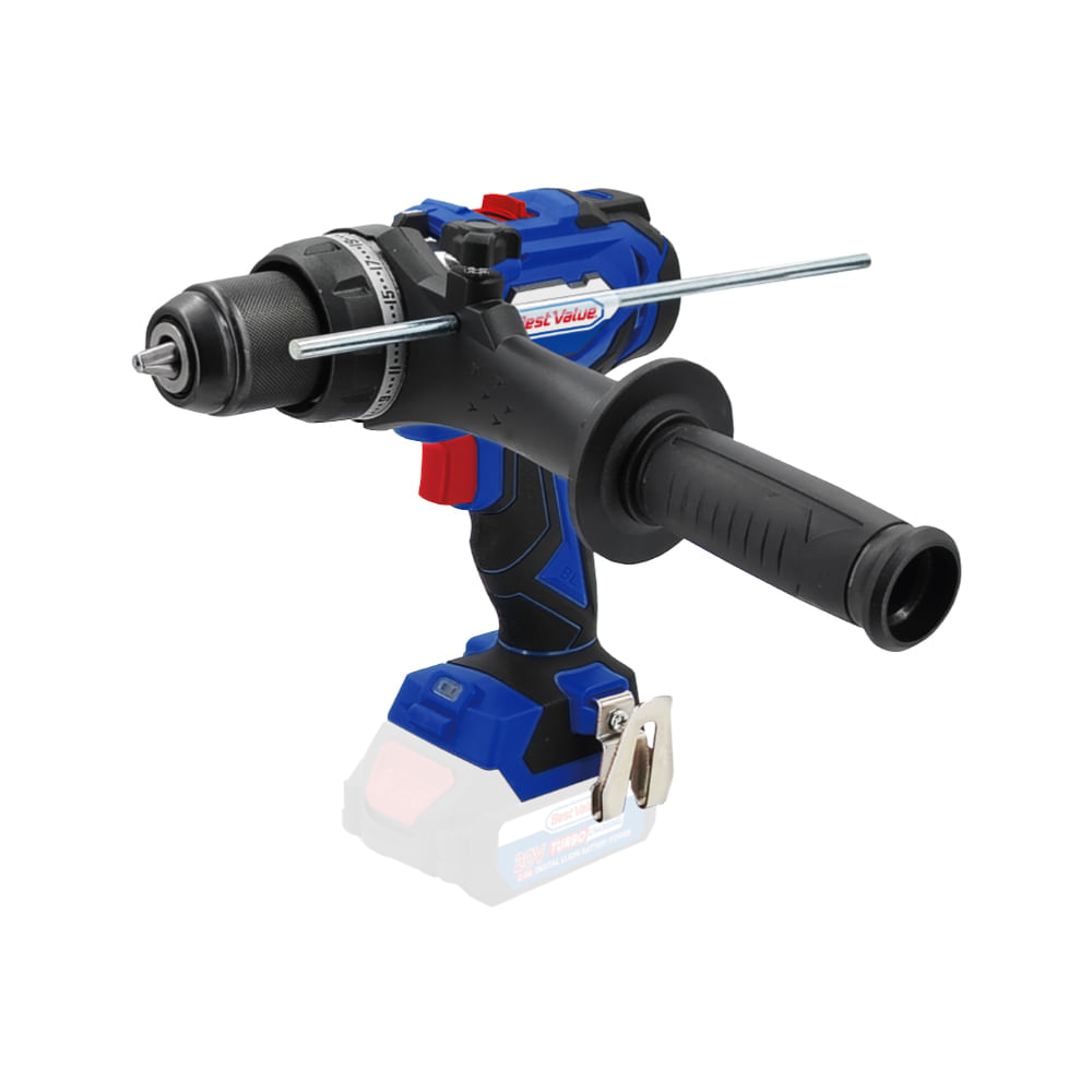 Taladro percutor 1/2 20v inalambrico con mango. Azul.