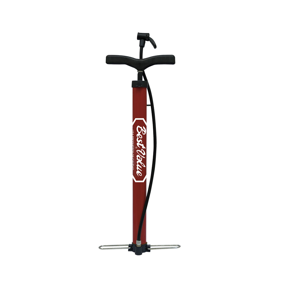 Bomba de aire para bicicleta pedestal. Rojo. 18