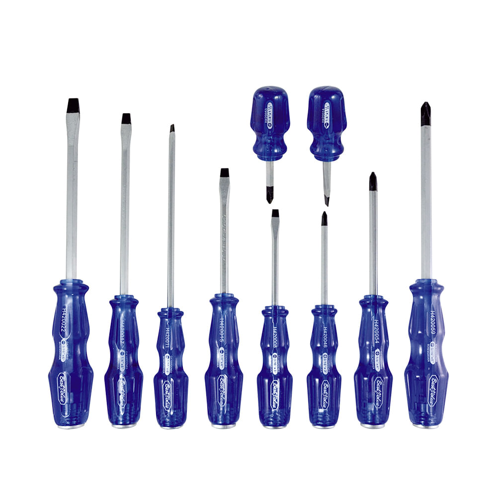 Juego destornillador m/azul 10 pcs. Cromo vanadio. Pcs