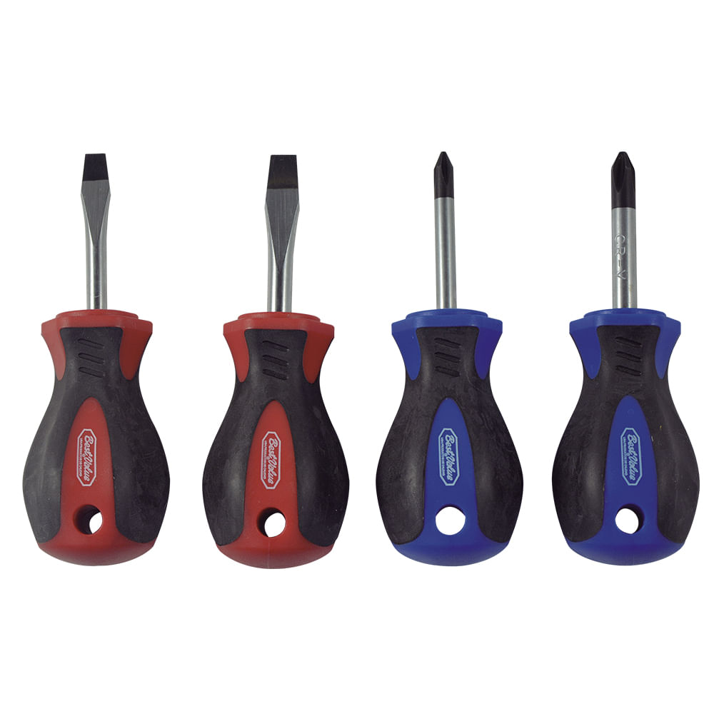 Juego. Destornillador stubby (4pcs). Cromo vanadio. 4 pcs