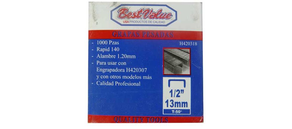 Grapa pesada 1/2 (1000 pcs) t-50. Gris. 1/2(13mm)