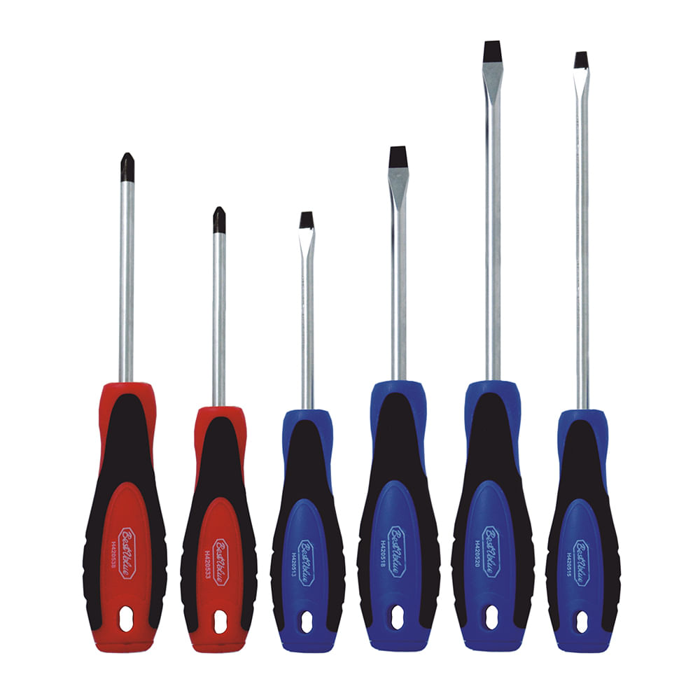 Juego destornilladores (6pzas). Cromo vanadio. 6 pzas