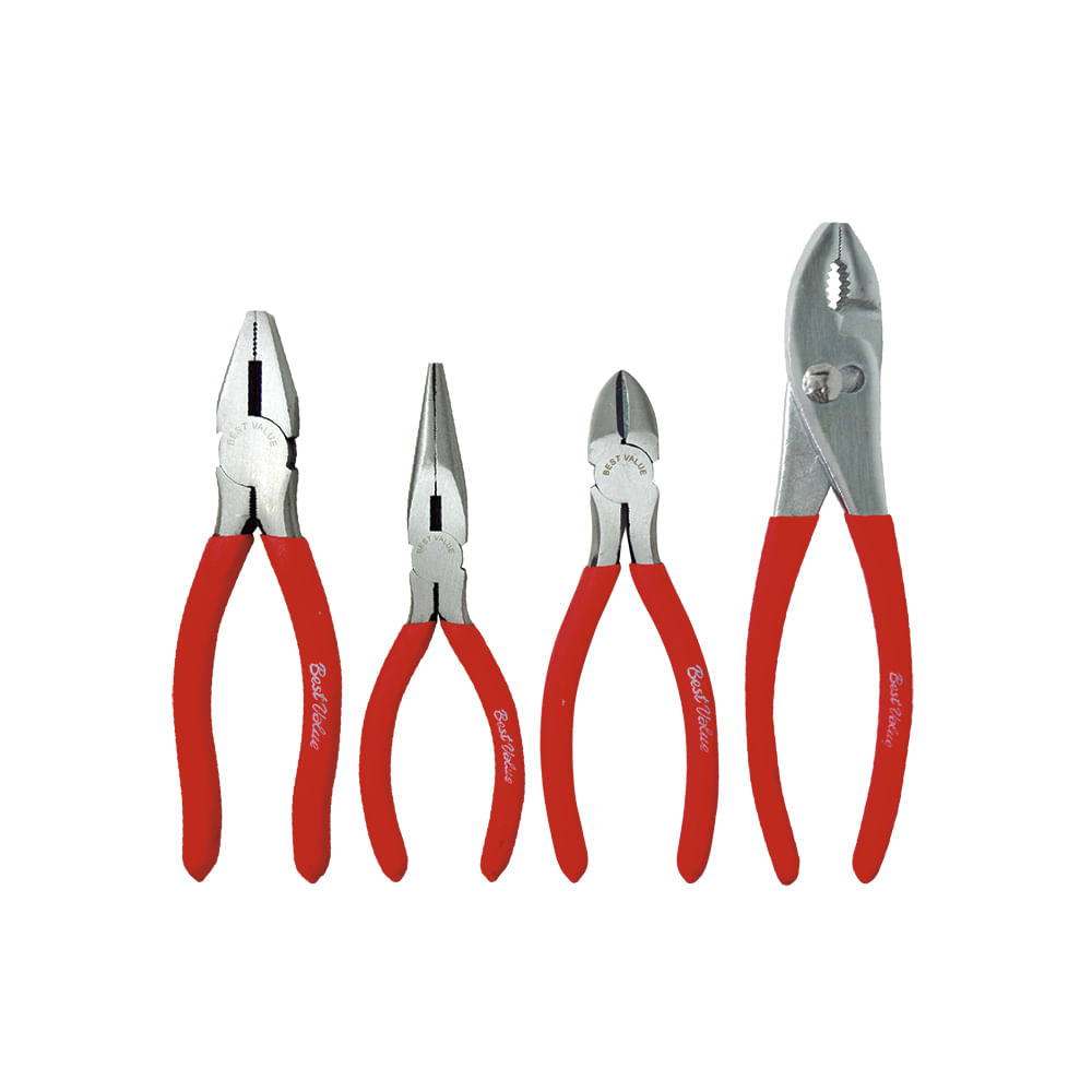 Juego d/pinzas surtidas 4pc. Acero templado. 4pcs