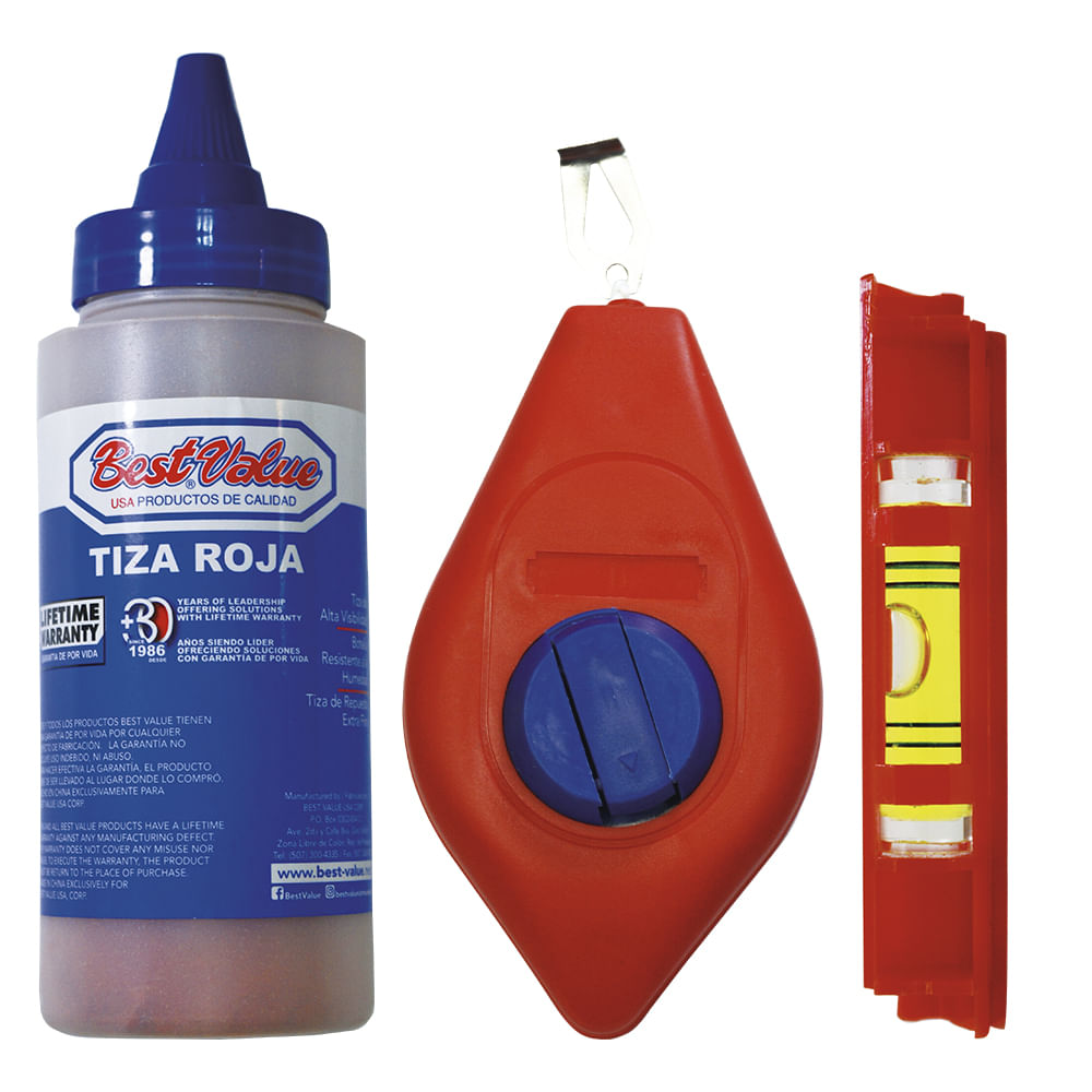 Tiza linea rojo 30 mts. De. (3 pzas). Rojo. 4oz