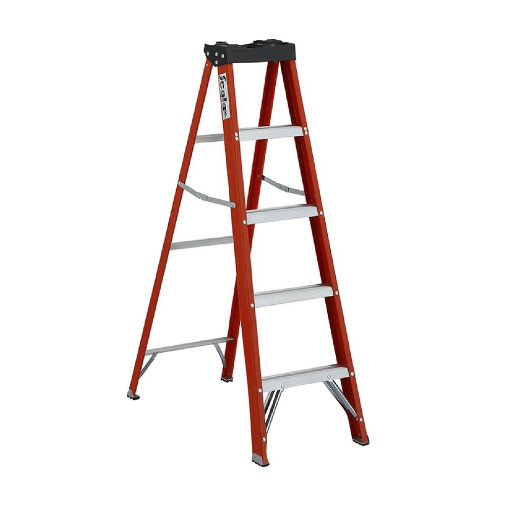 Escalera scala fibra tijera (200lb) 6'. De vidrio. 6'