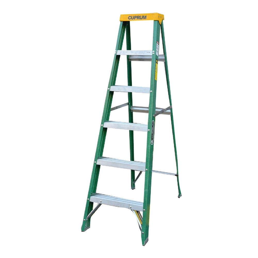 Escalera cuprum fibra tijera (385lb) 8'. De vidrio. 8'