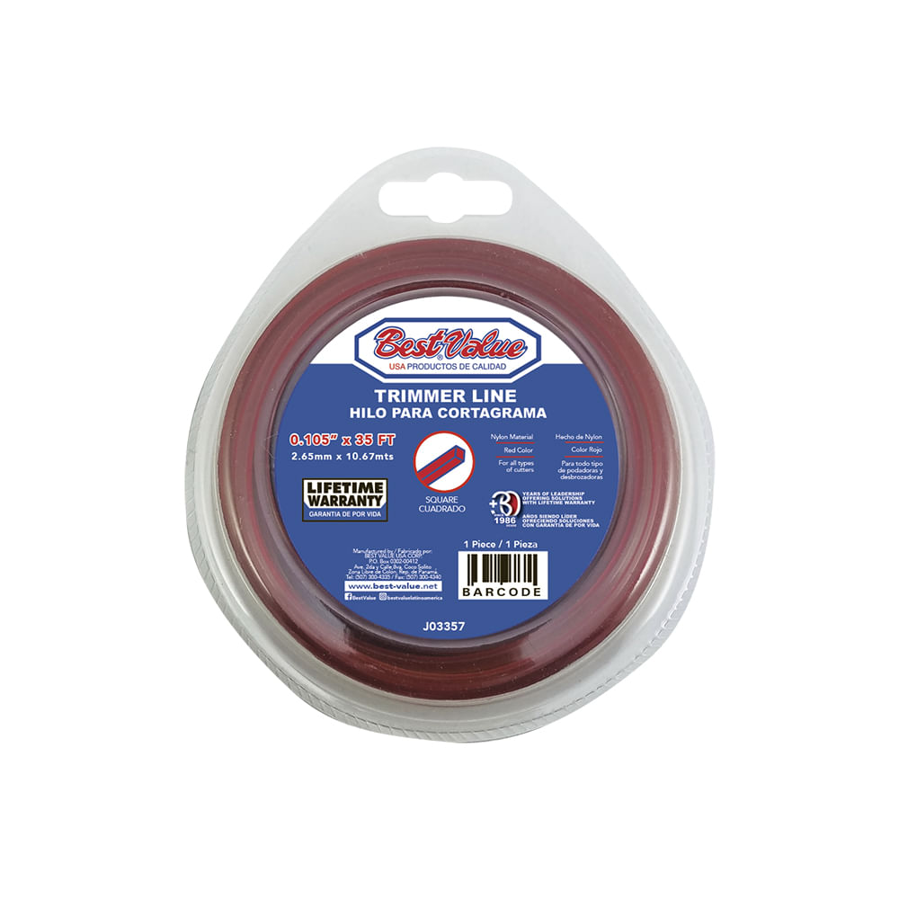 Hilo cortagrama 0. 105x35' rojo cua. Rojo. 105”(rojo)