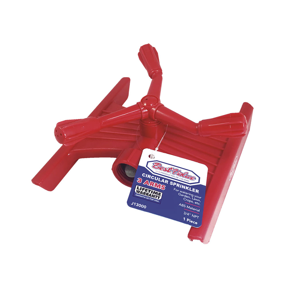 Aspersor plastico giratorio 3braz 3/4. Rojo. 3/4