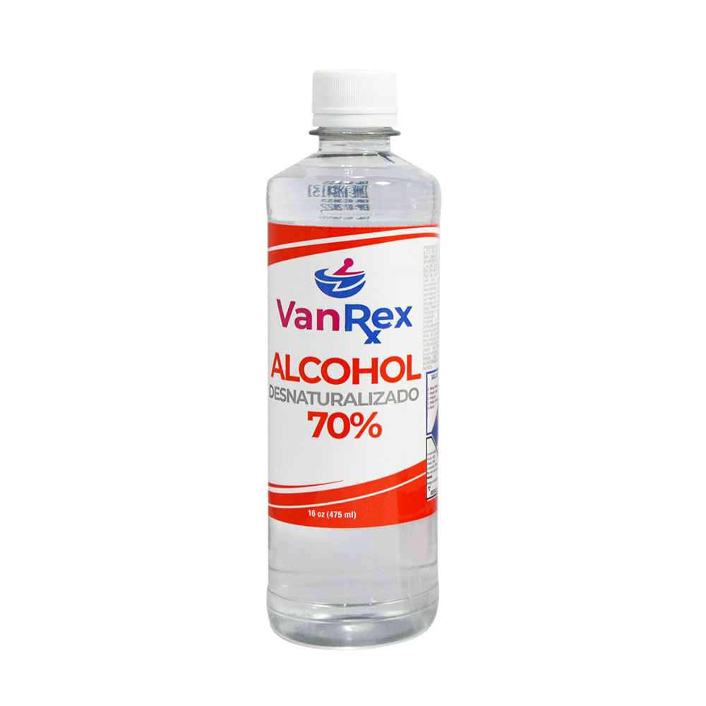 Alcohol 70% vanrex. Liquido transparente. 16 oz