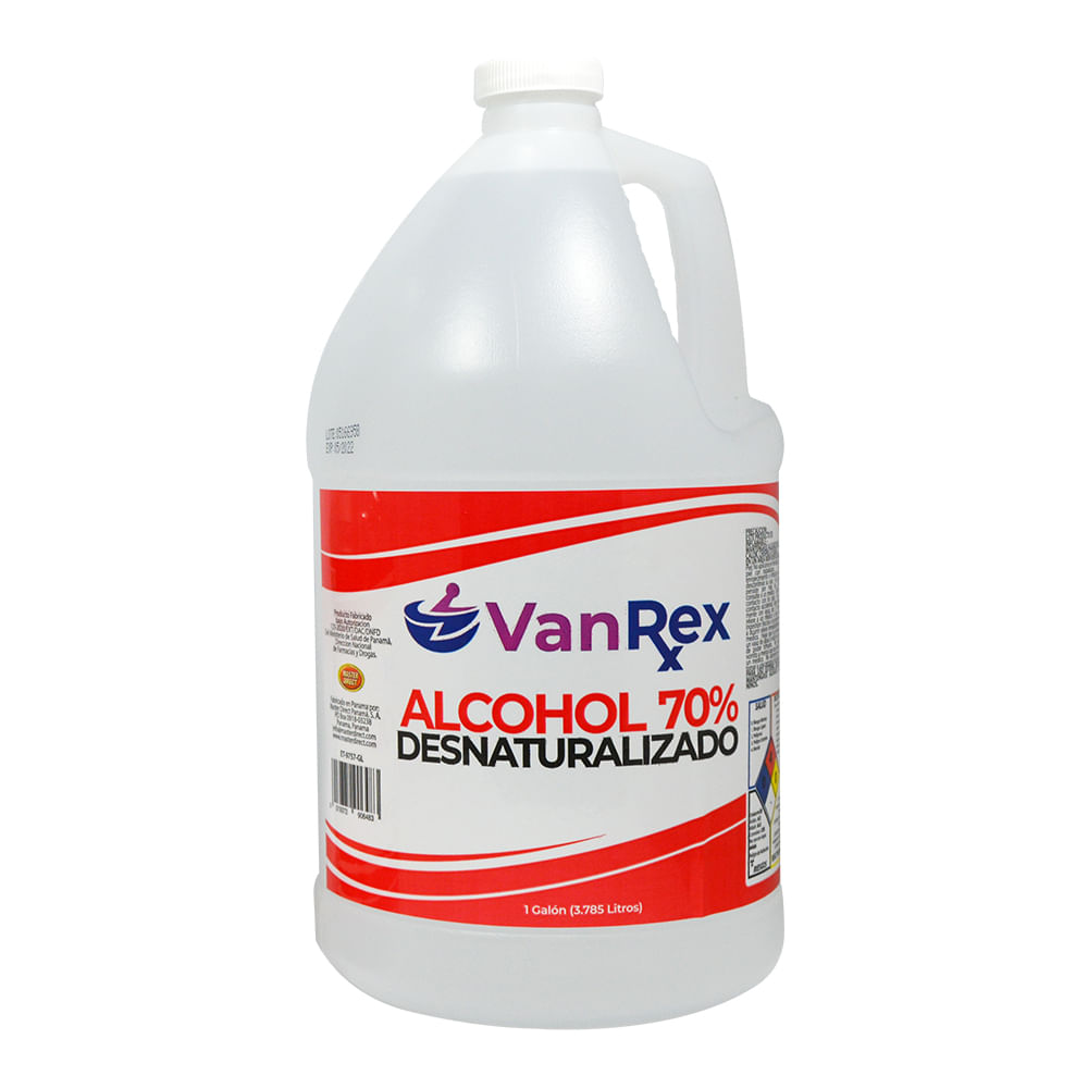 Alcohol 70% galon vanrex. Liquido transparente. 1 gl