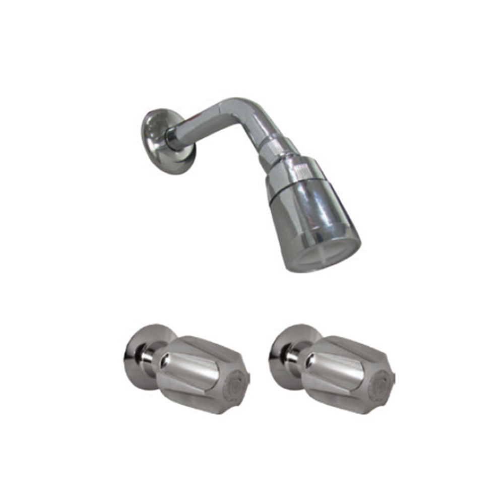 Llave de baño doble con regadera aquina. Cromado