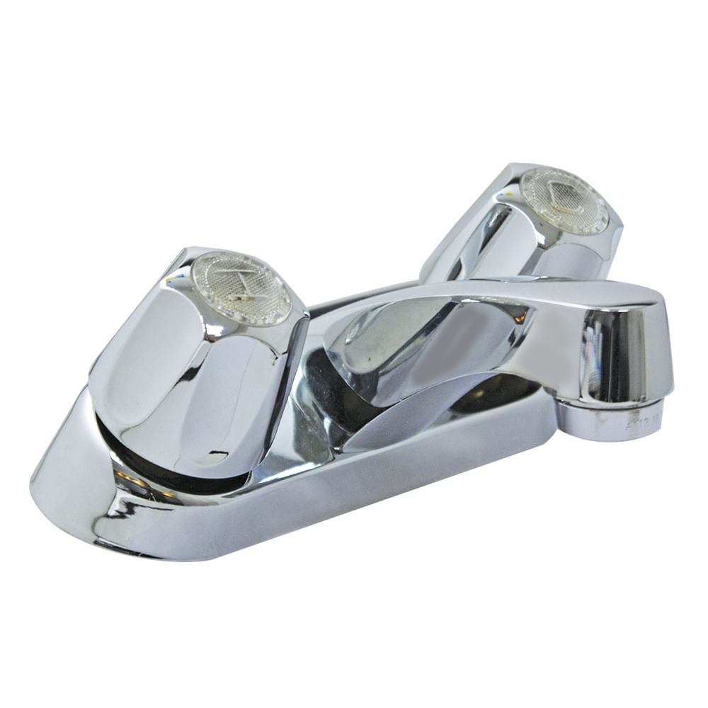 Llave doble para lavamano metal aquina. Cromado. 4