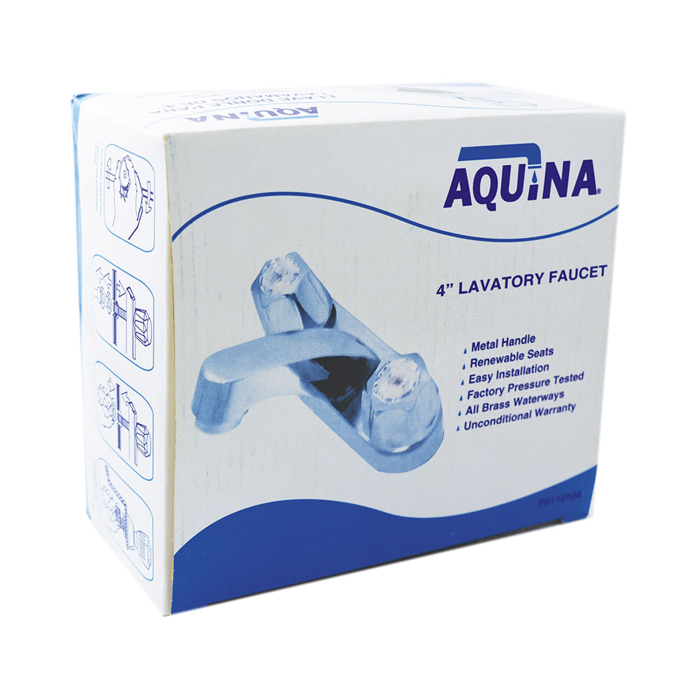 Llave doble para lavamano metal aquina. Cromado. 4