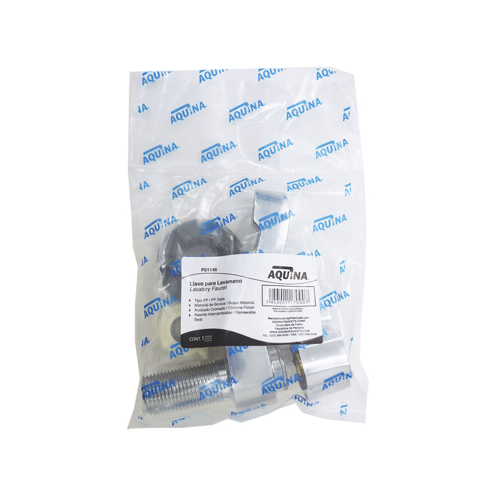 Llave sencilla lavamano tipo p. T. W. Aquina. Cromado