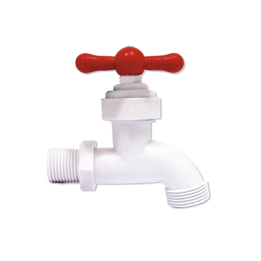 Llave rosca manguera plastica de 1/2 aquina. Pvc.