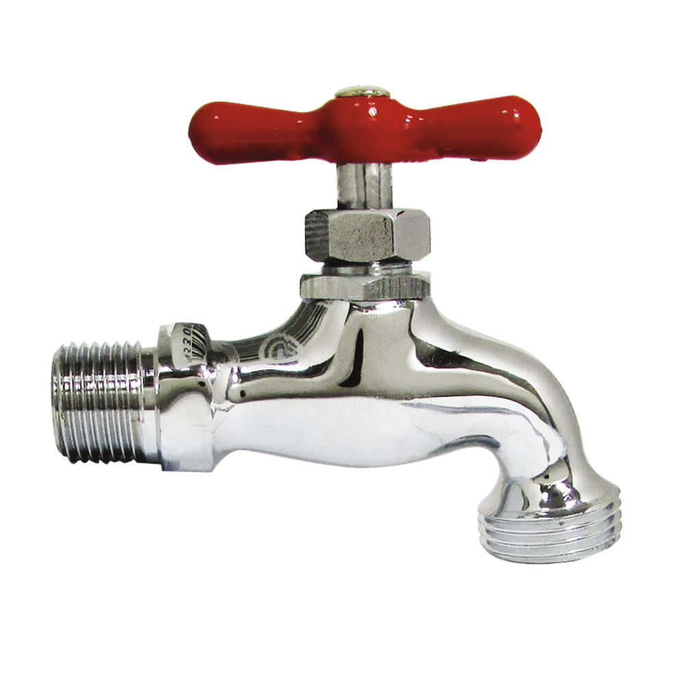 Llave r/manguera 1/2 cromada pesada aquina. Cromado.