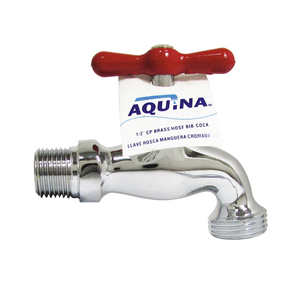 Llave r/manguera 1/2 cromada pesada aquina. Cromado.
