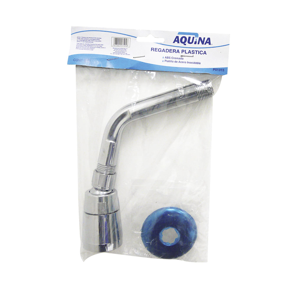 Regadera plastica completa aquina. Cromado.