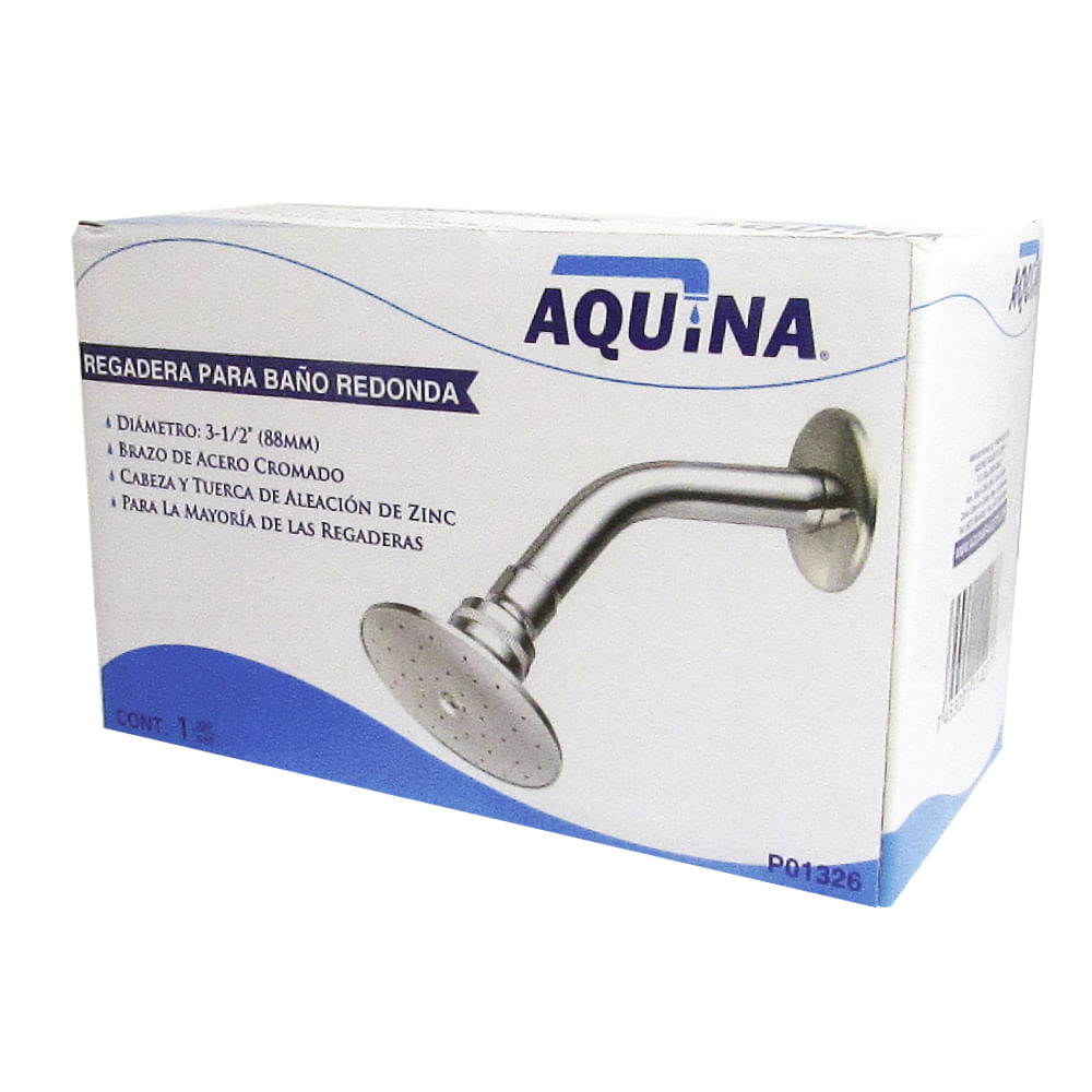 Regadera para baño redonda cromo 3-1/2 aquina. Cromado.