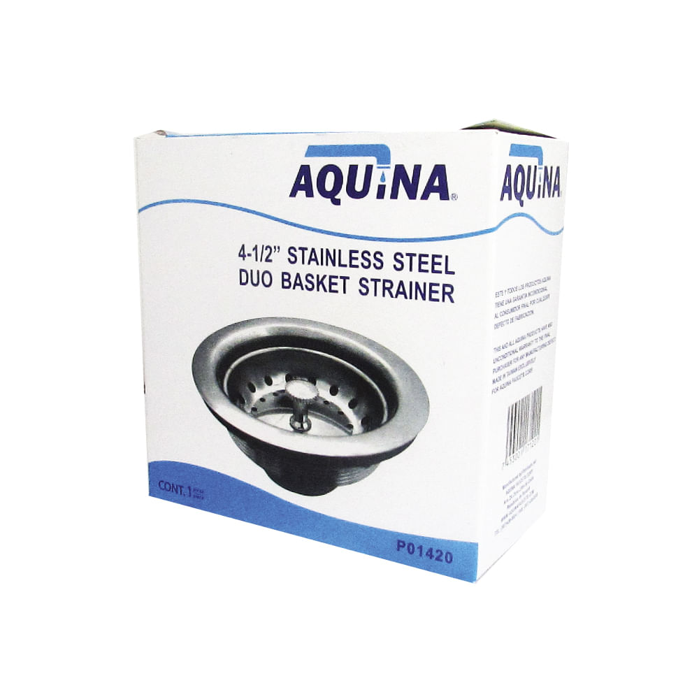 Canasta de metal para fregador aquina. Acero inoxidable. 4-1/2