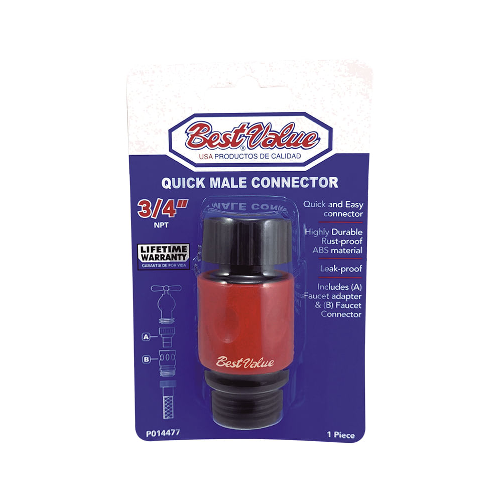 Conector macho click rapido g/m 3/4. Negro/ rojo. 3/4 ntp