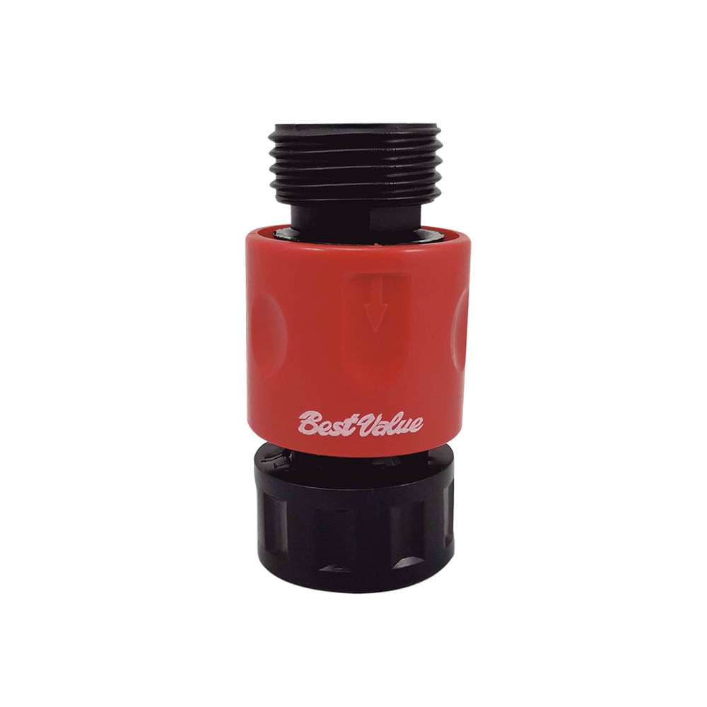 Conector hembra click rapido para riego 3/4. Negro/ rojo. 3/4 ntp