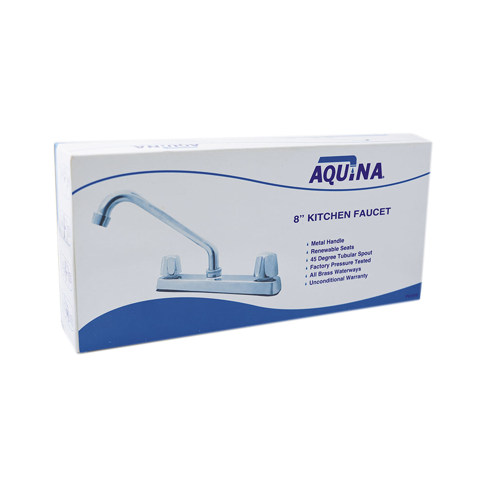 Llave doble fregador metal aquina. Cromado. 8