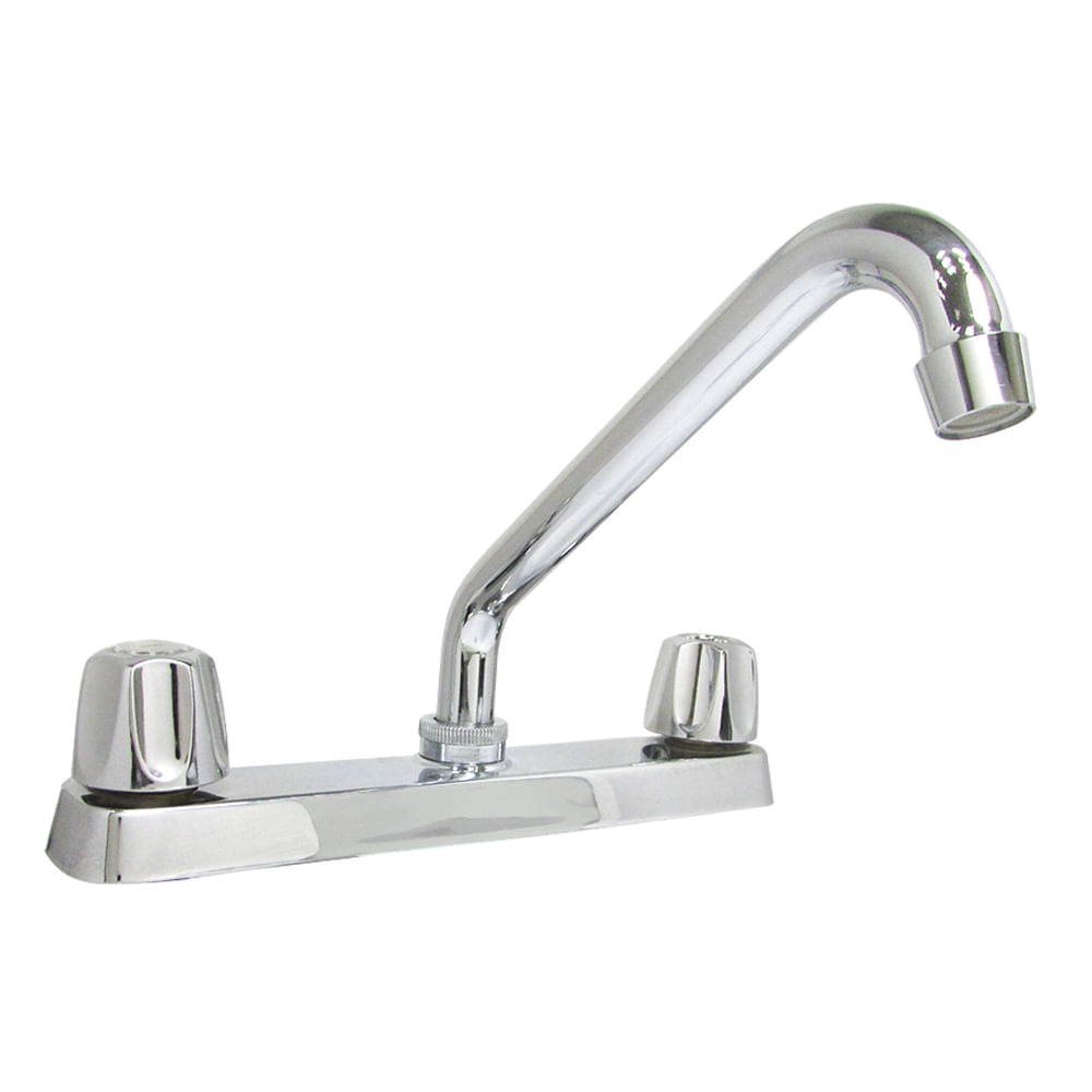 Llave doble para fregador economica metal aquina. Cromado. 8