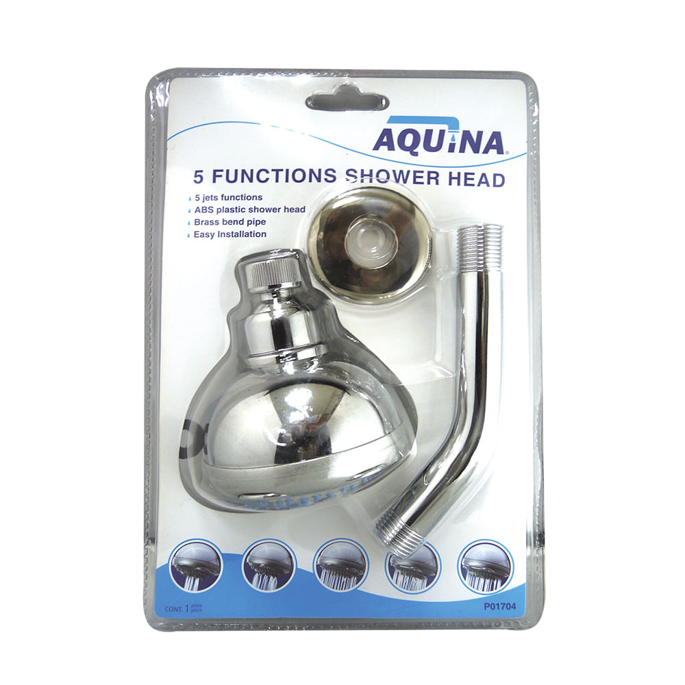 Regadera con brazo 5 funciones aquina. Cromado
