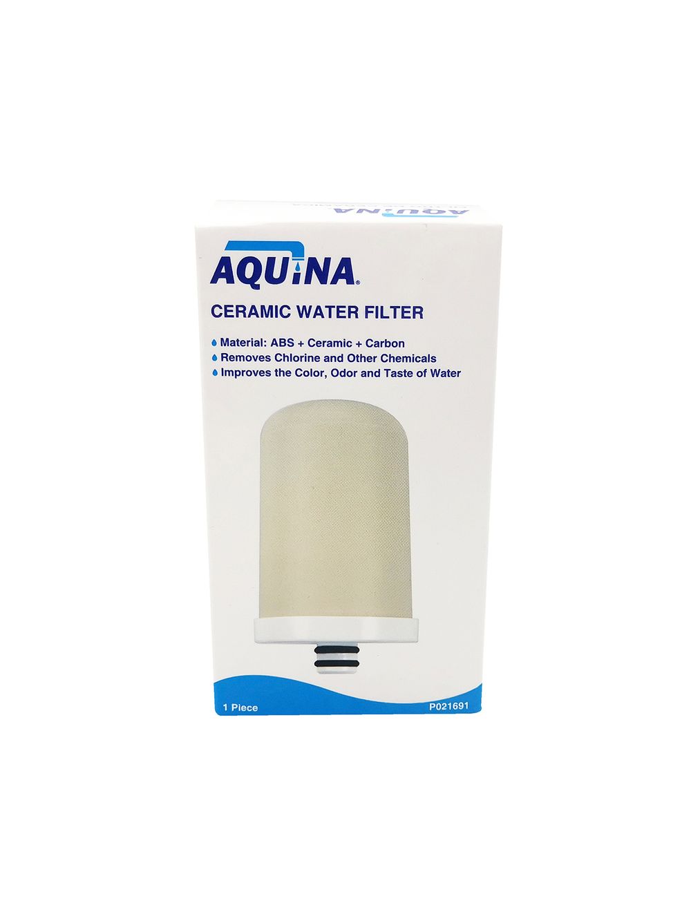 Filtro de ceramica con carbon activado aquina. Blanco