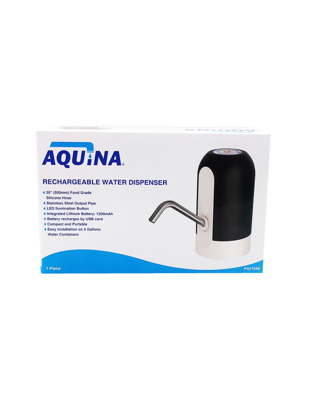 Dispensador de agua recargable aquina. Negro
