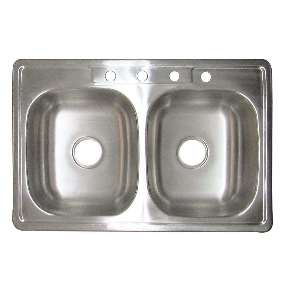 Fregador doble 33 x 22x6 aquina. Acero inoxidable. 22