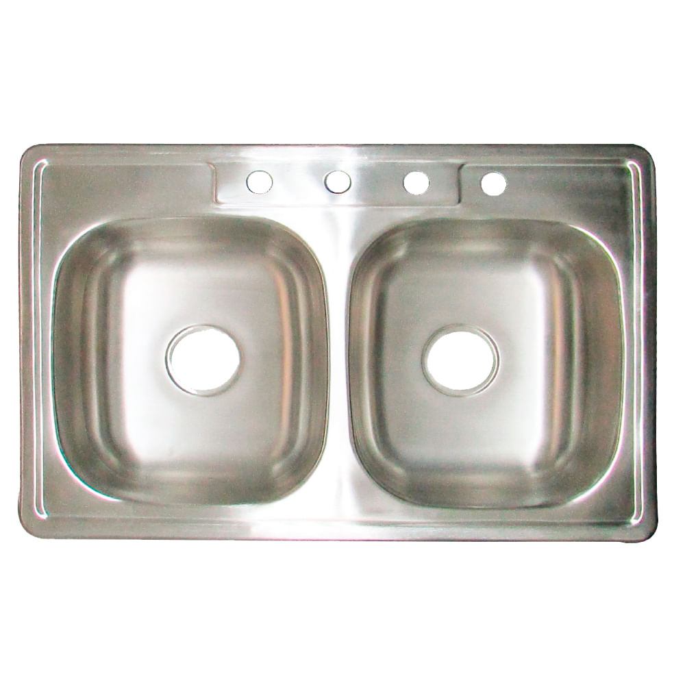 Fregador doble 33 x 22 8 aquina. Acero inoxidable. 22x