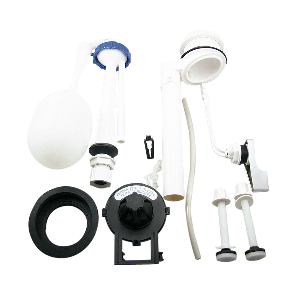 Juego ferreteria/tanque d/inodoro aquina. Blanco. 7 pcs