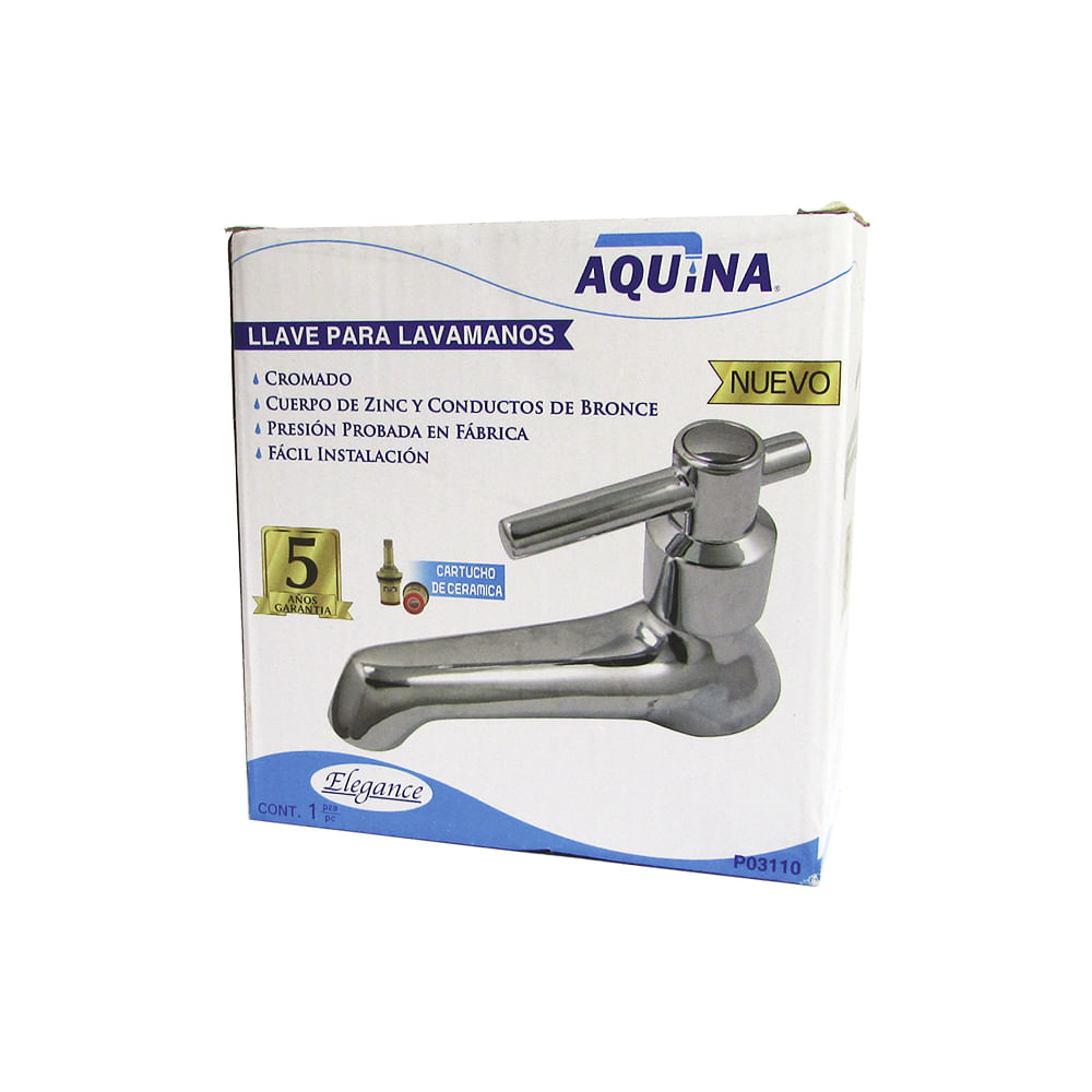 Llave para lavamanos sencilla elegance aquina. Cromado