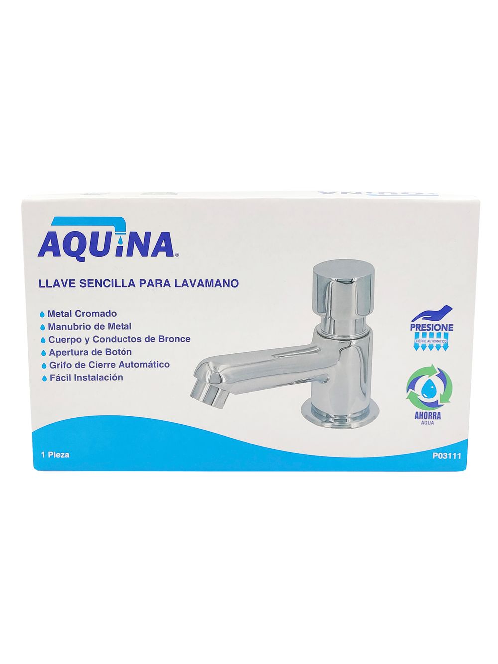 Llave para lavamanos automatico aquina. Cromado