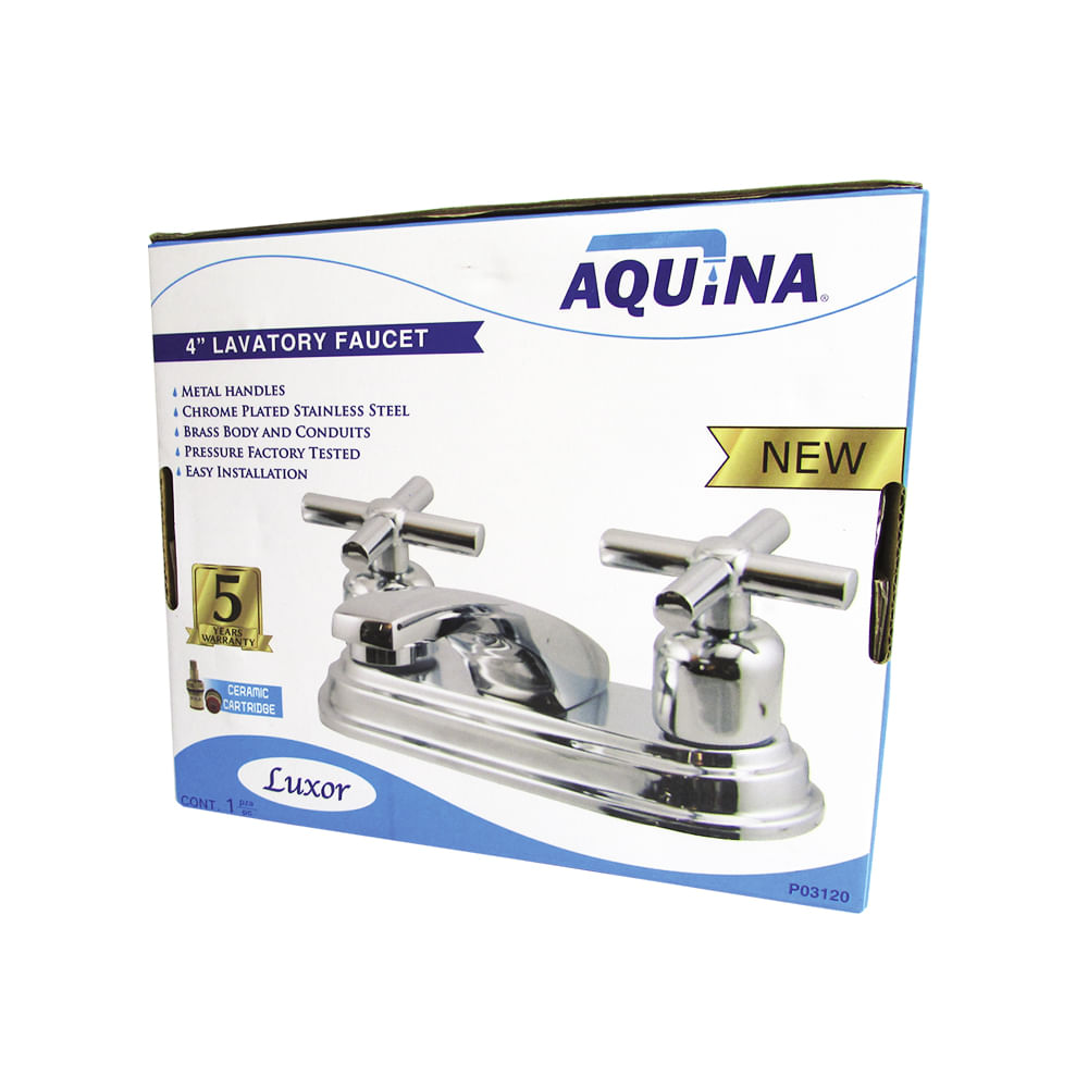 Llave doble para lavamanos luxor 4 aquina. Cromado.