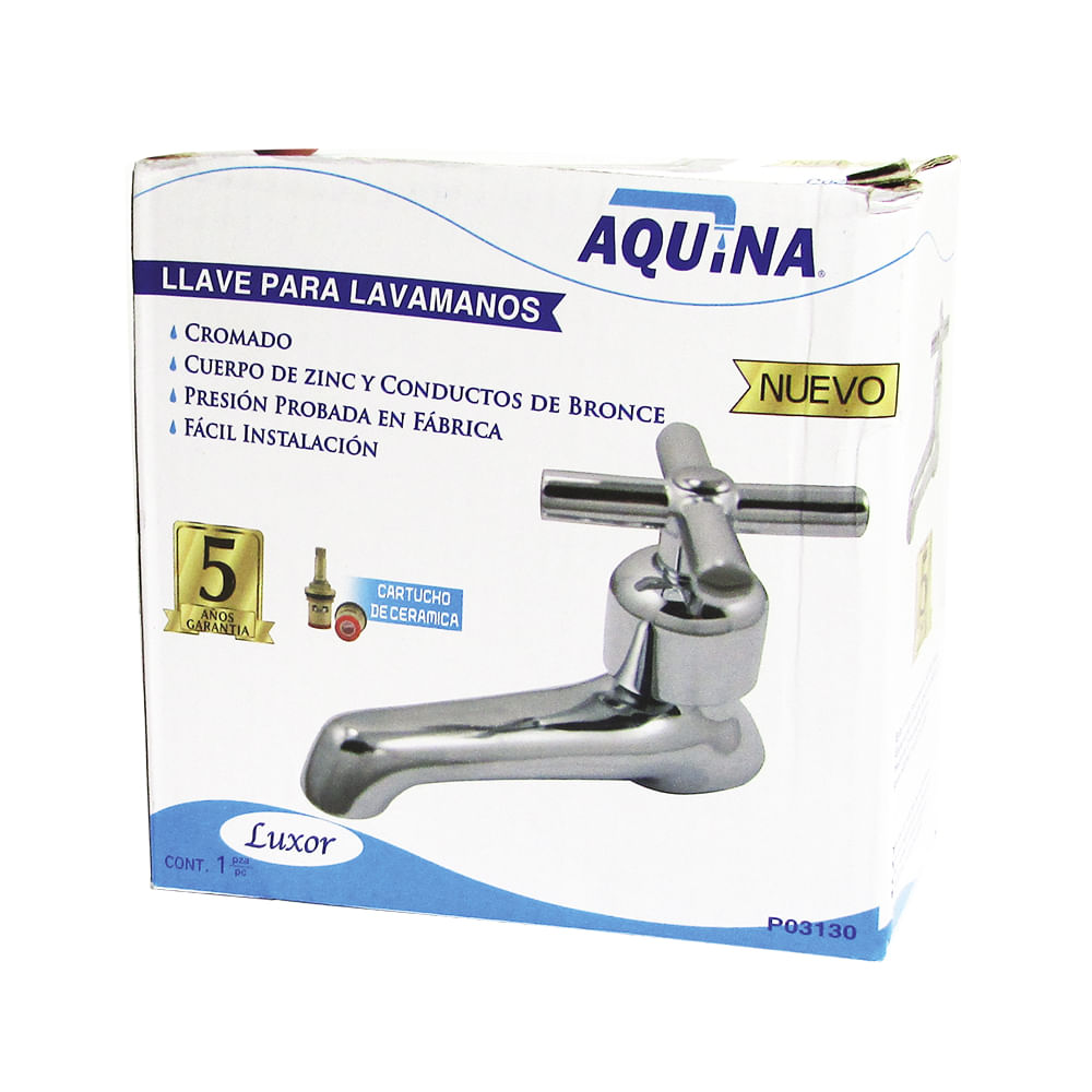 Llave para lavamanos sencilla luxor aquina. Cromado
