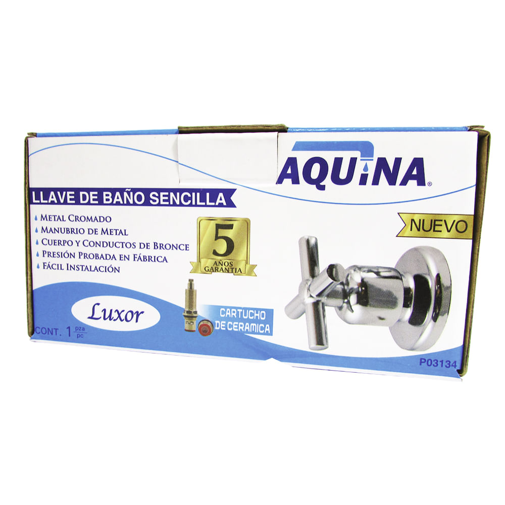 Llave d/baño sencilla luxor aquina. Cromado