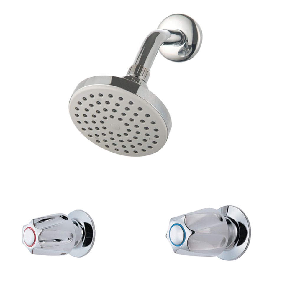 Llave de baño doble con regadera classic pfister. Cromo pulido. Pulido