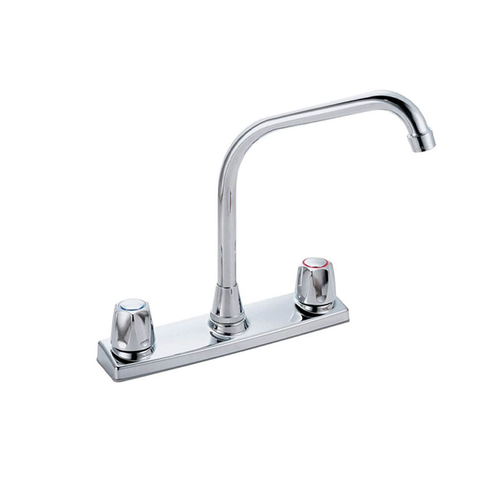 Llave de fregador doble cuello alto pfister