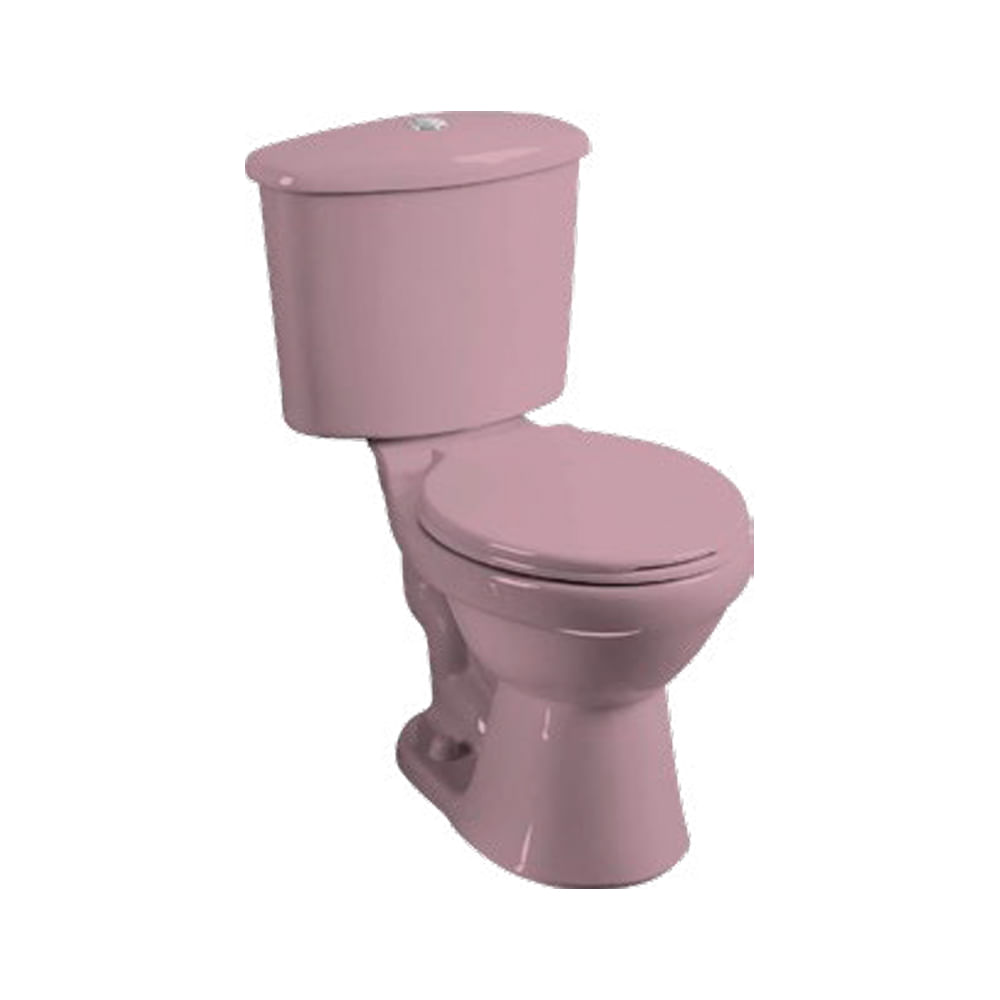 Inodoro rosado con asiento/ferret. Tanque. Rosado. 70x42. 4x74. 4cm