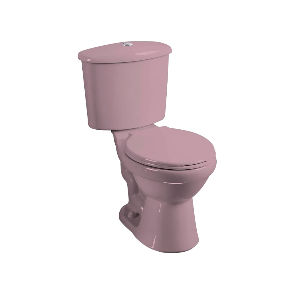 Inodoro rosado con asiento/ferret. Tanque. Rosado. 70x42. 4x74. 4cm