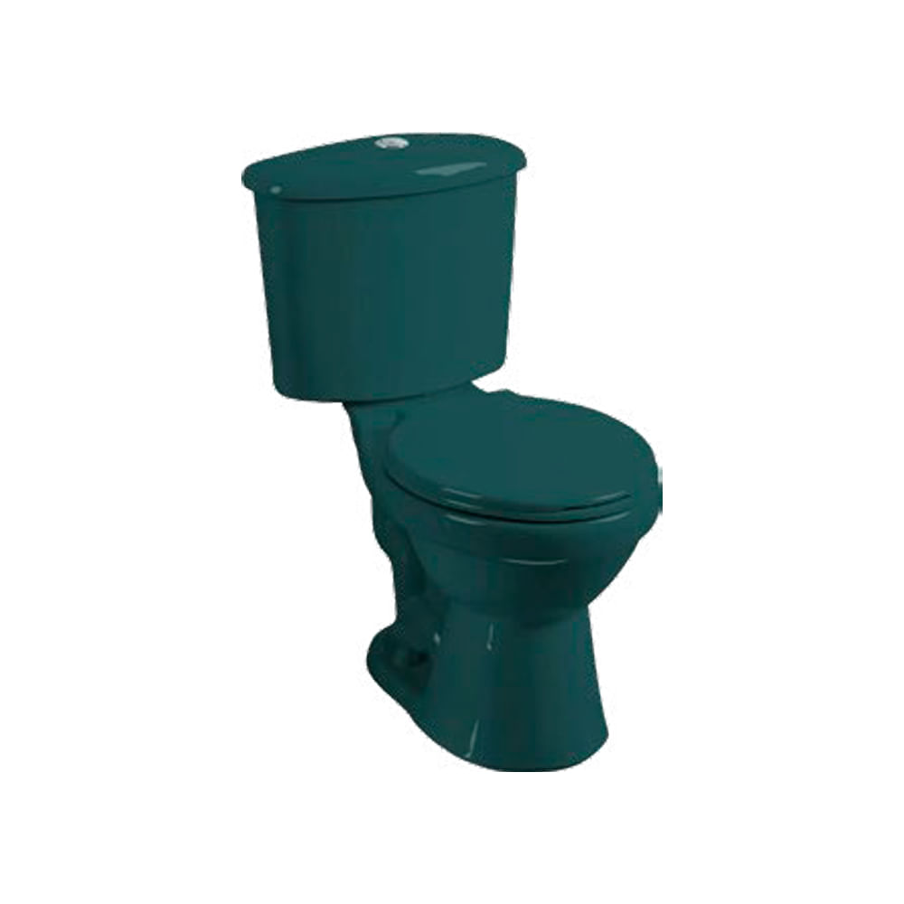 Inodoro verde teal con asiento/ferret. Tanque. Teal. 70x42. 4x74. 4cm