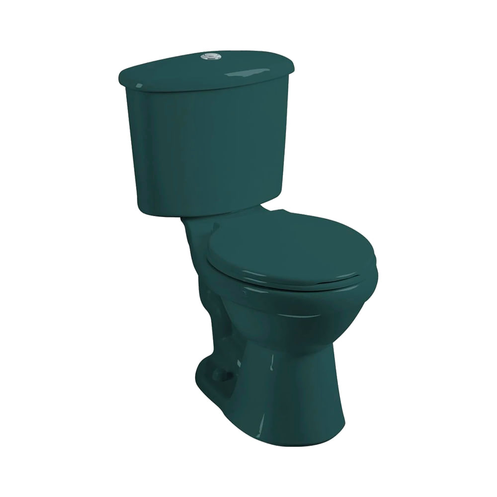 Inodoro verde teal con asiento/ferret. Tanque. Teal. 70x42. 4x74. 4cm
