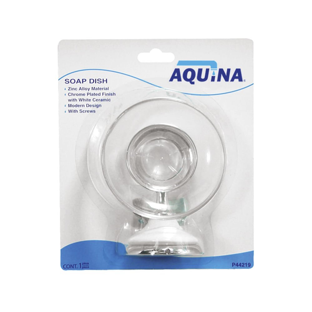 Jabonera cromada/ceramica aquina. Ceramica + vidrio