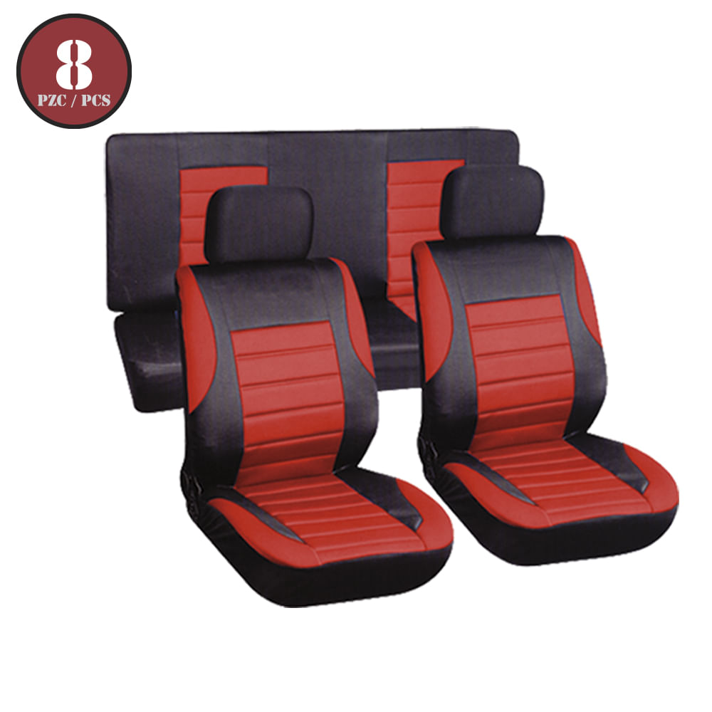 Forro para asiento carro rojo/negro 8pcs. Rojo. 8 pcs